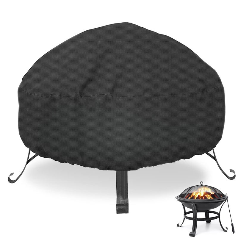 LBTING Fire Pit Cover, 32 inch Cover for 29-32 inch Round Firepit, Waterproof Windproof Dustproof UV-Resistant Heavy Duty Cover for Outdoor Patio Firepit Table - Black - Image 1